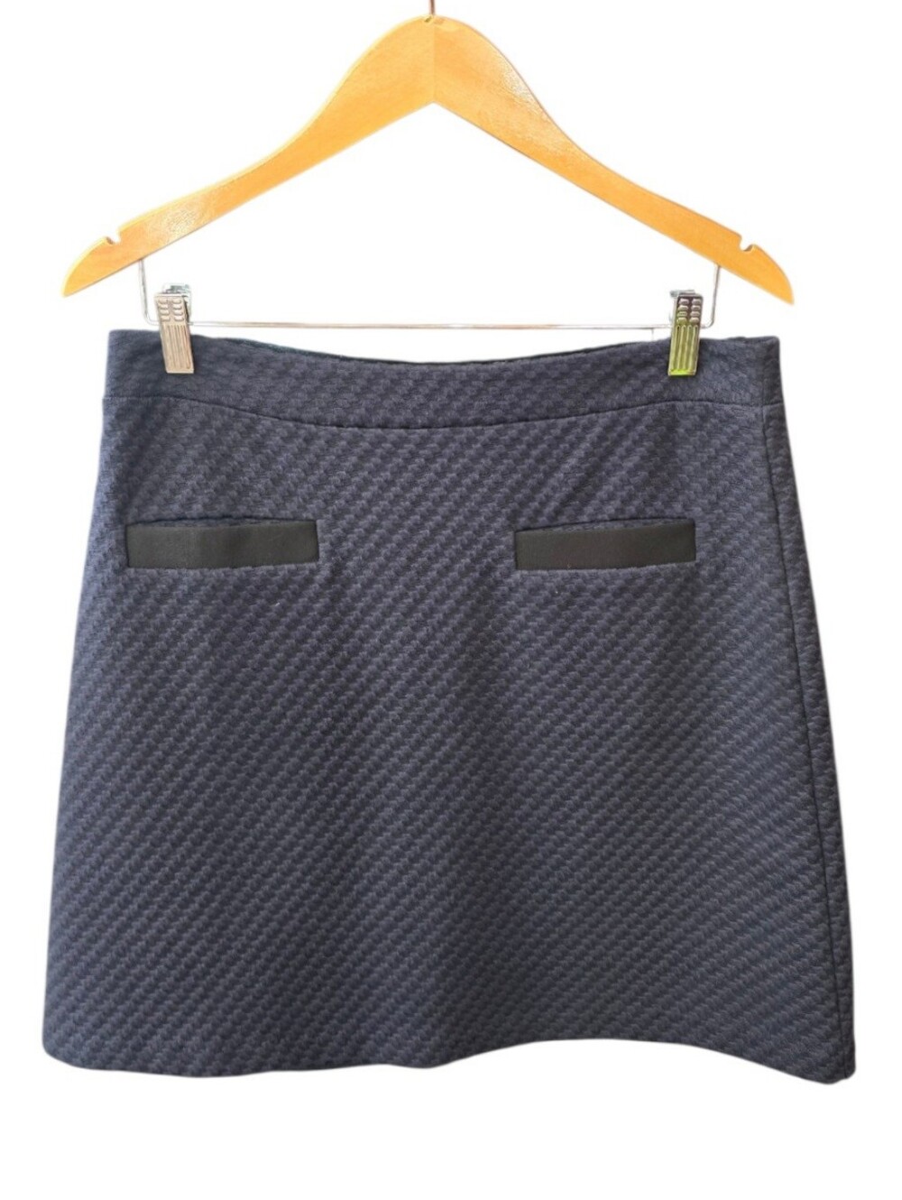 Halogen Navy Blue Quillted Chevron A-line Mini Skirt M